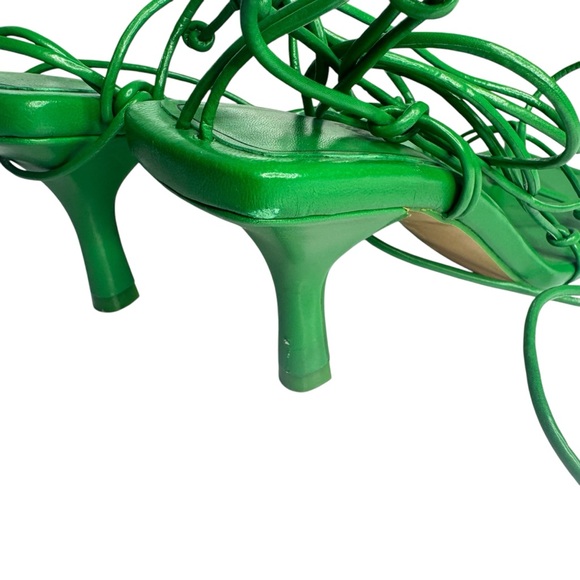 ZARA TIE STRAP HEELED SANDALS Faux Leather Strappy Ankle Lace Up‎ US 7.5 EU 38 - Picture 10 of 14